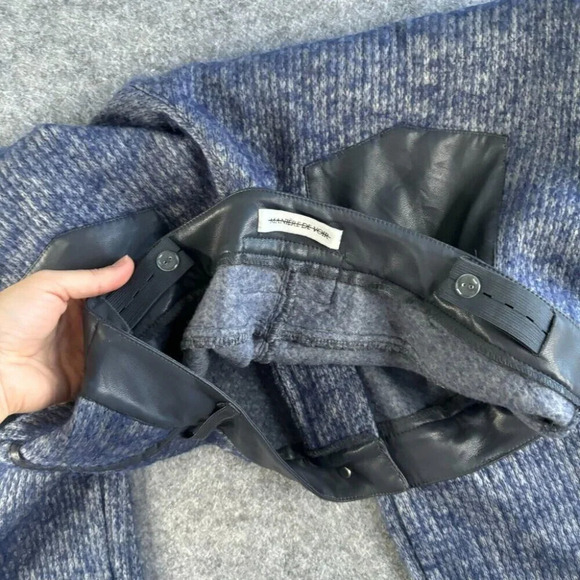 Manier De Voir Womens Knit Straight Leg Pants US 10 Blue Ribbed Tapered 760 - Picture 11 of 16